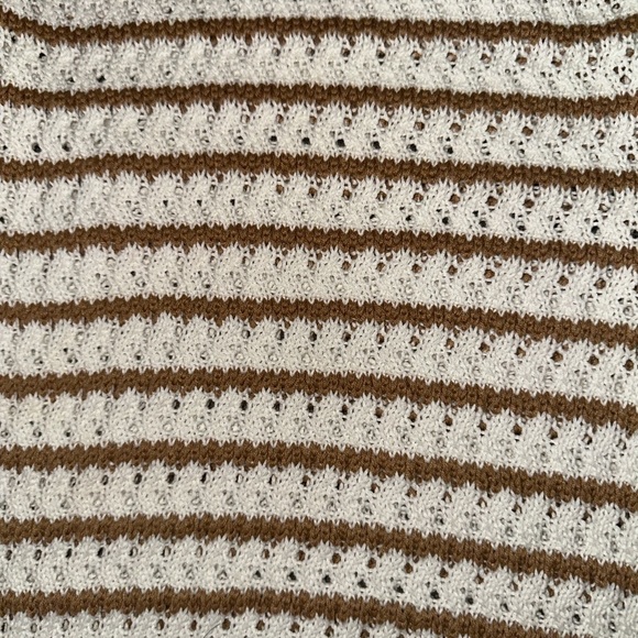 Crochet Cream Tan Ruffled Crop Blouse - Picture 4 of 5